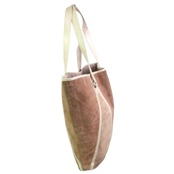 EXTRA LARGE VINTAGE BROWN BEIGE GENUINE LEATHER SUEDE SHOULDER BAG PURSE TOTE - Picture 2 of 10